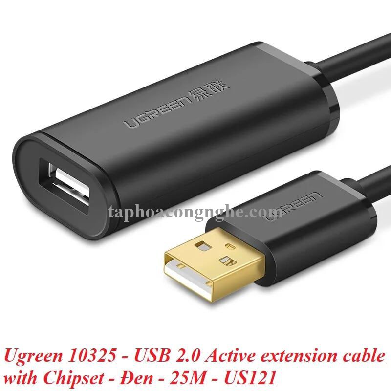 Ugreen 10325 25M màu Đen Cáp tín hiệu nối dài USB 2.0 có chip khuếch đại cao cấp US121 30010325